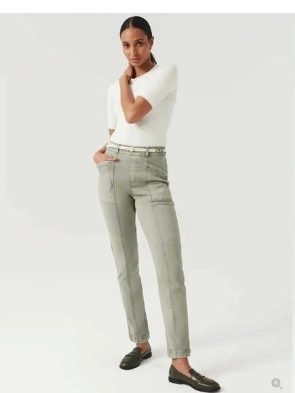 NWOT SPANX stretch twill straight leg pants in Sage - Picture 2 of 10